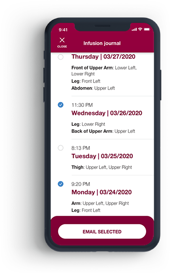 Hizentra app infusion journal sample